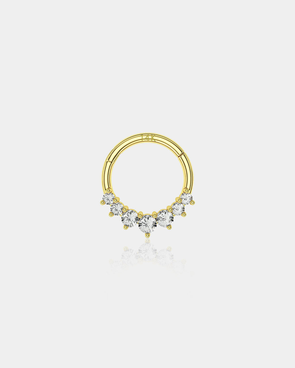 14K Gold CZ Segment Daith Ring