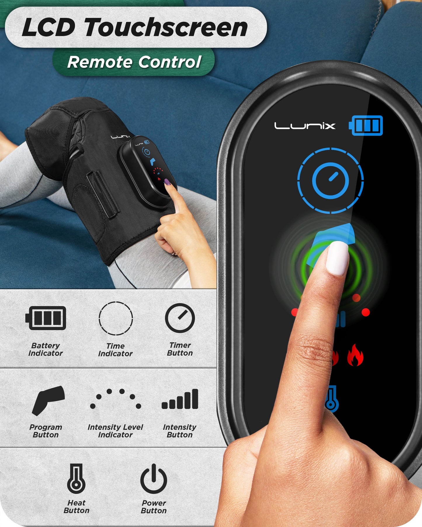 LX4 KNEE COMPRESSION MASSAGER BLACK