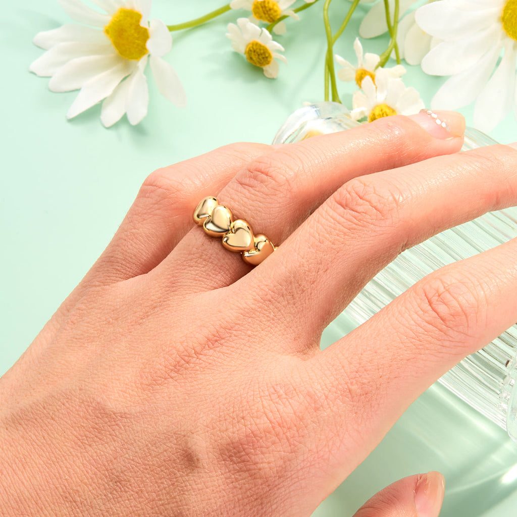 Chubby Heart Adjustable Open Ring