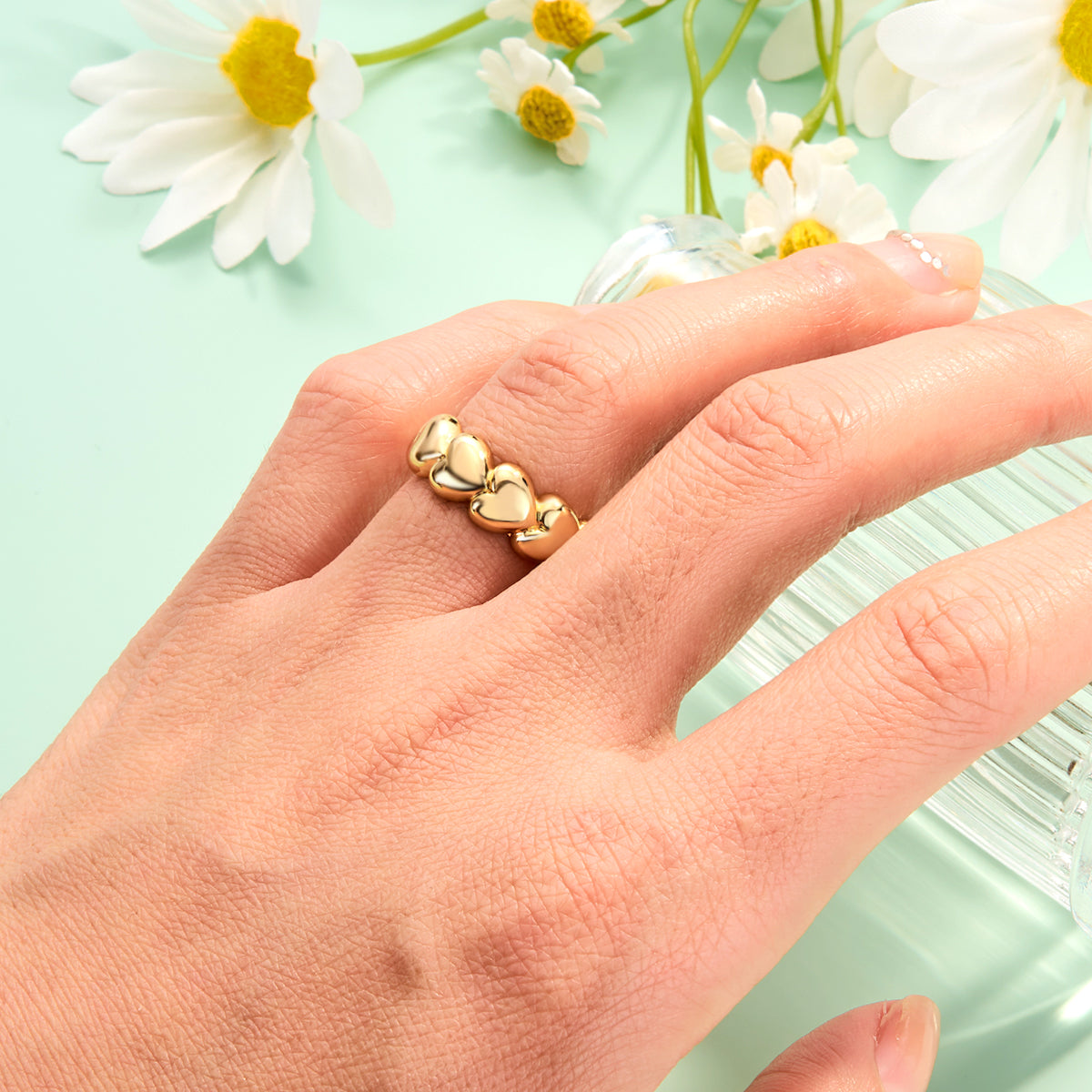 Chubby Heart Adjustable Open Ring