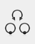 3Pcs Black Septum Ring Pack