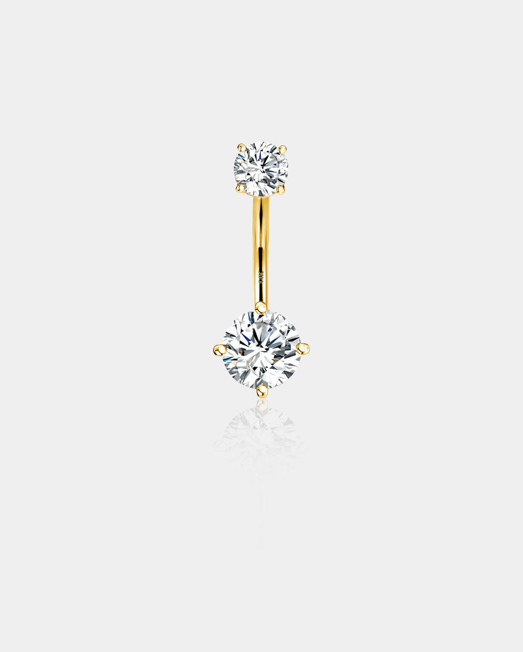 14K Gold Round CZ Belly Ring
