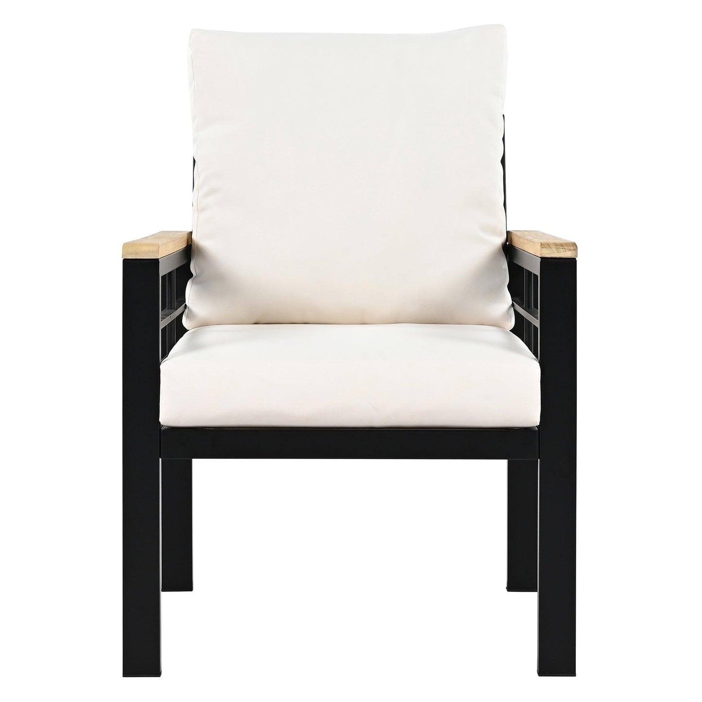 5 Pieces Outdoor Patio Conversation Set with 3-Seat Sofa, Cushions for Backyard, Poolside, Garden