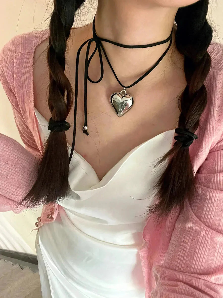 'Pure Love' Y2k Heart Shape Pendant Necklace