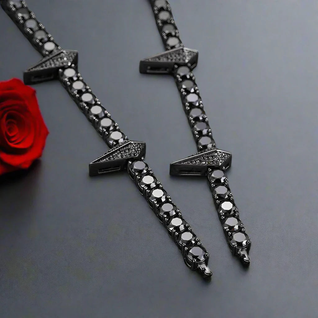 5mm Black Diamond Option Gothic Necklace