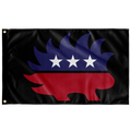 Red White and Blue Porcupine Single-Sided Flag (Black)