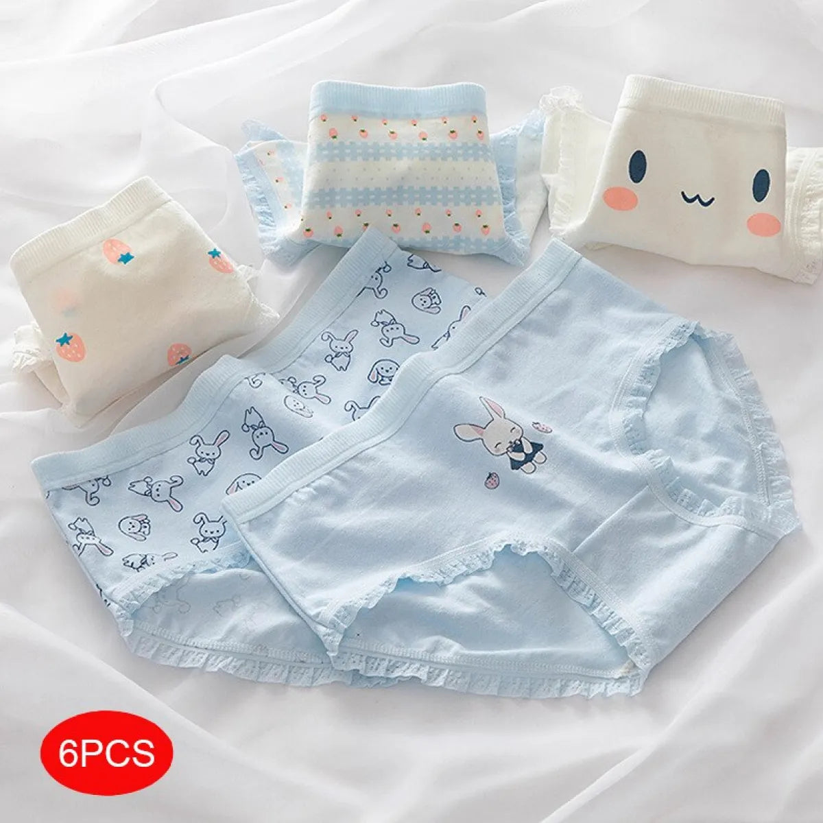 6-Pack Kawaii Strawberry Cotton Panties