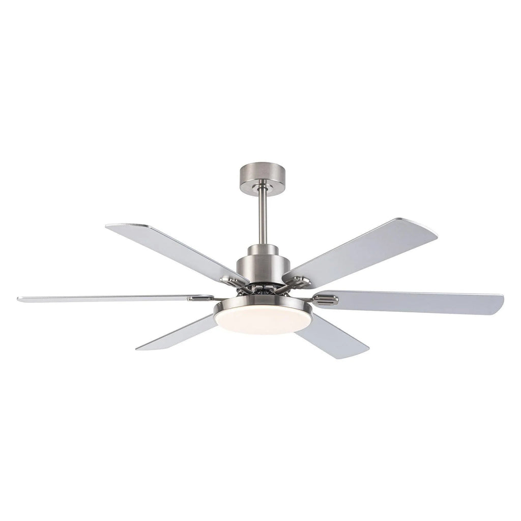 60" Modern Satin Nickel DC Motor Downrod Mount Reversible Ceiling Fan with Lighting and Remote Control
