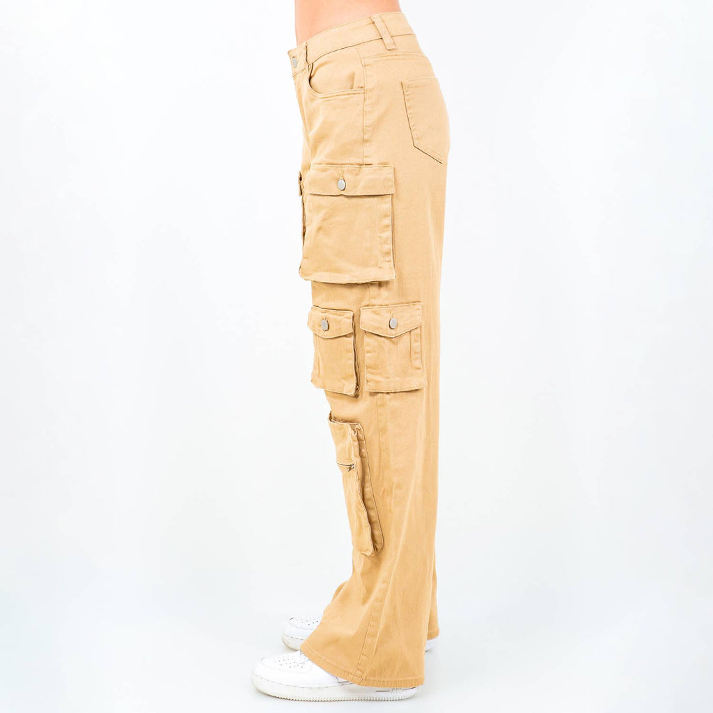 PLUS SIZE HIGH WAIST WIDE LEG POCKET PANTS-RJH30589P