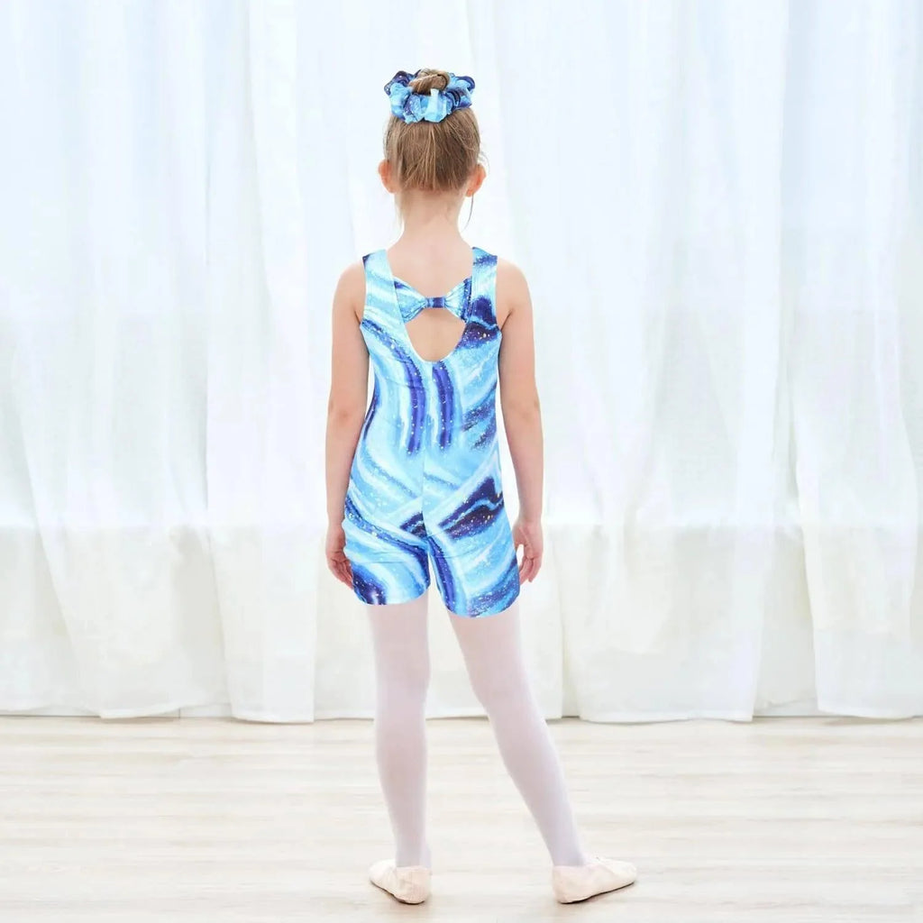 Blue Celestial Swirl Gymnastics Unitard Biketard