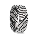 HANZO Black Flat Brushed Damascus Steel Men’s Wedding Band with Vivid Etched Design- 6mm & 8mm