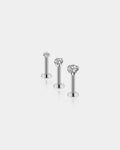 3PCS CZ Internally Threaded Labret Studs