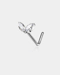 CZ Leave L-Shaped Titanium Nose Stud