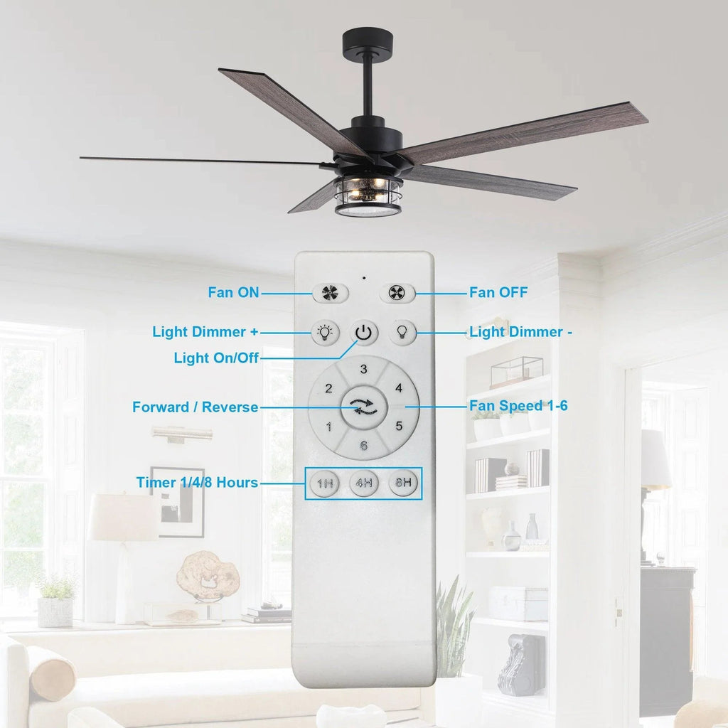65" Modern DC Motor Downrod Mount Reversible Ceiling Fan with Lighting And Remote Control