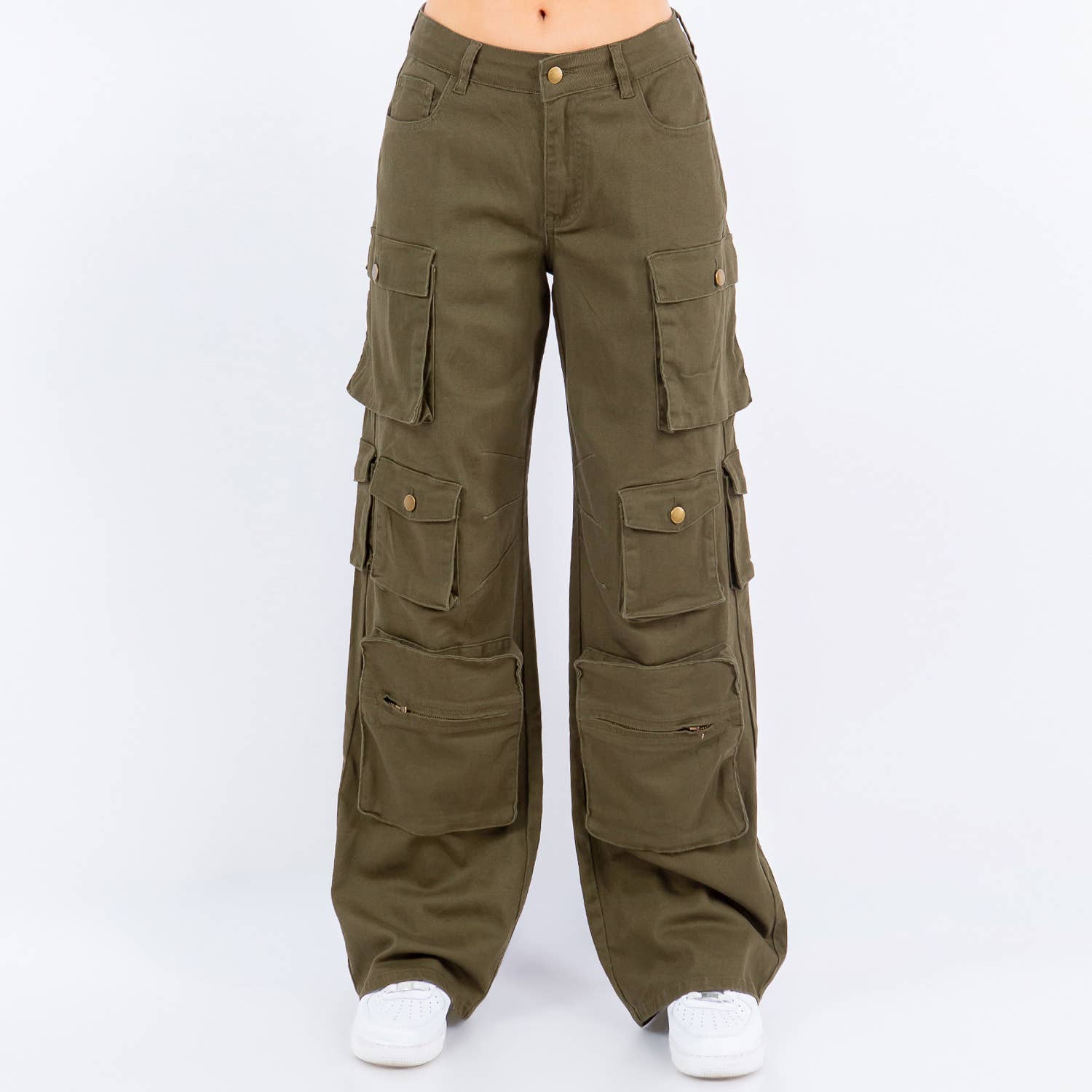 PLUS SIZE HIGH WAIST WIDE LEG POCKET PANTS-RJH30589P