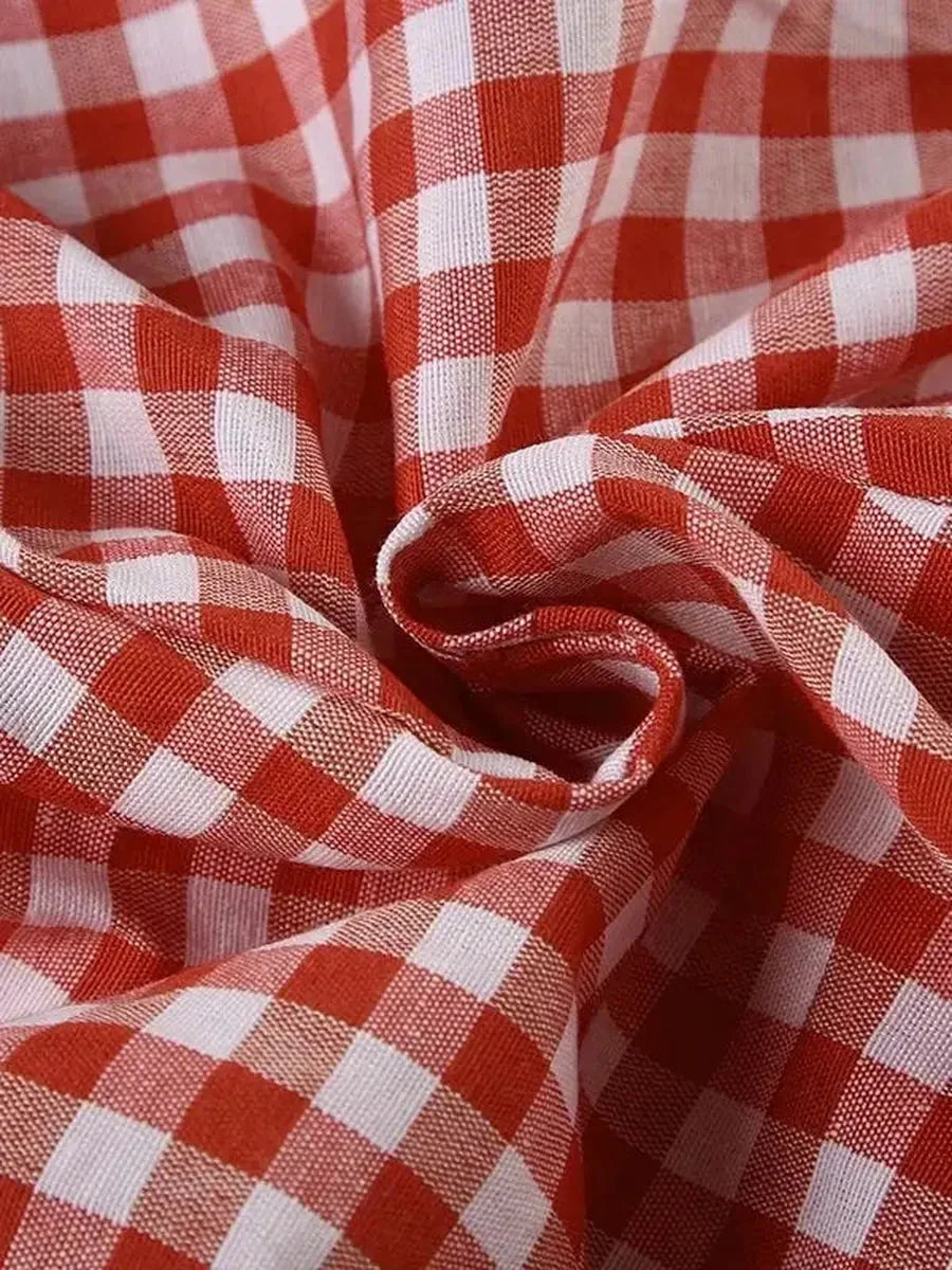 'Sweet & Short' Retro Red Checked Ribbon Bubble Shorts