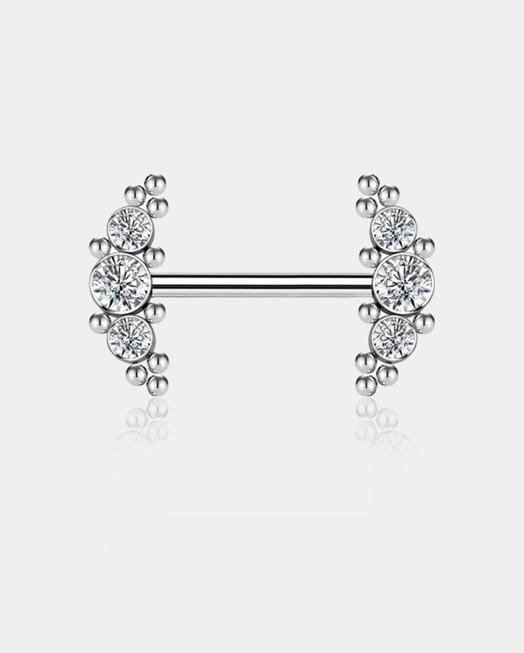 CZ and Beads Titanium Nipple Barbell Pair
