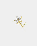 14K Gold Flower L-Shaped Nose Stud