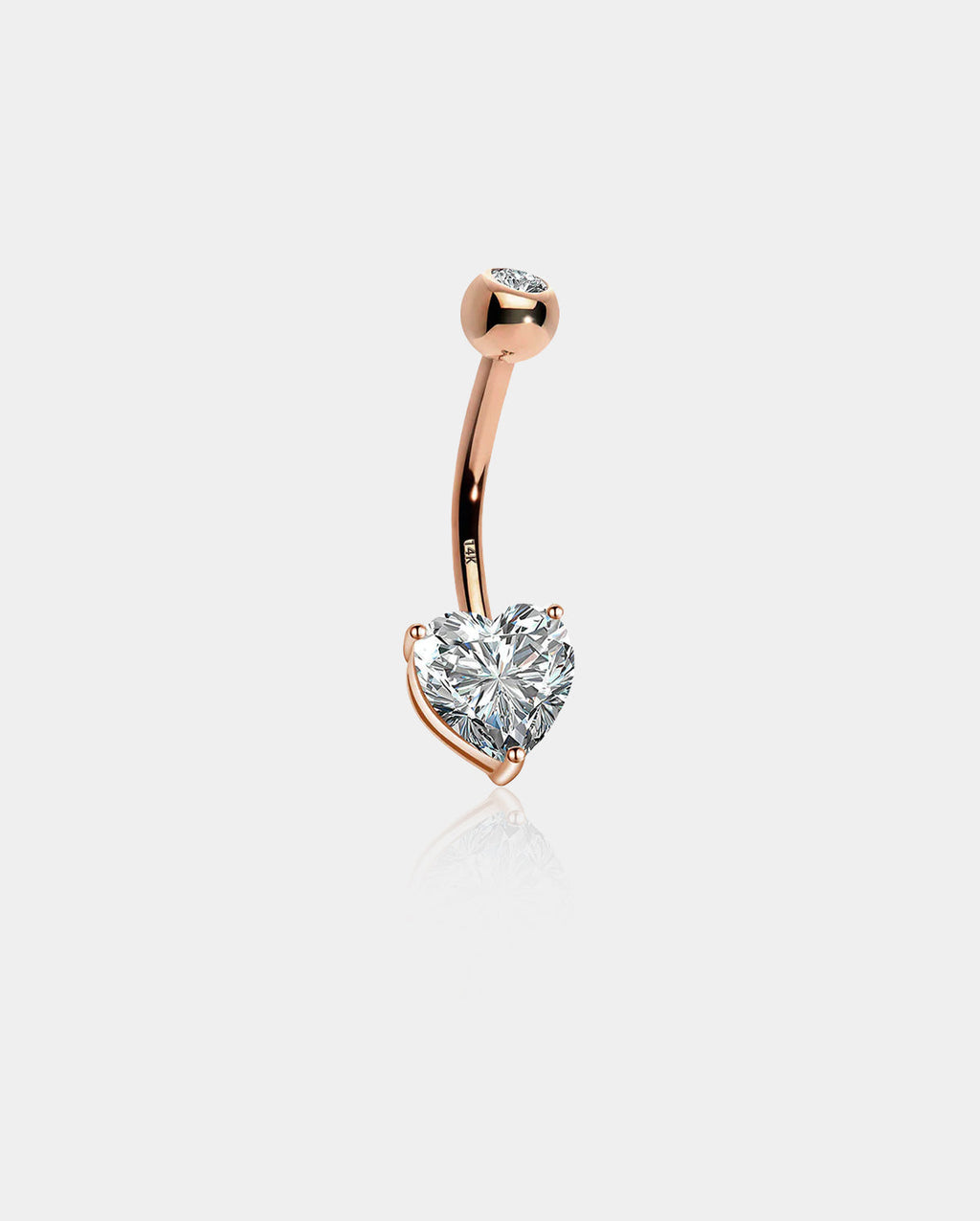 14K Rose Gold Heart CZ Belly Ring