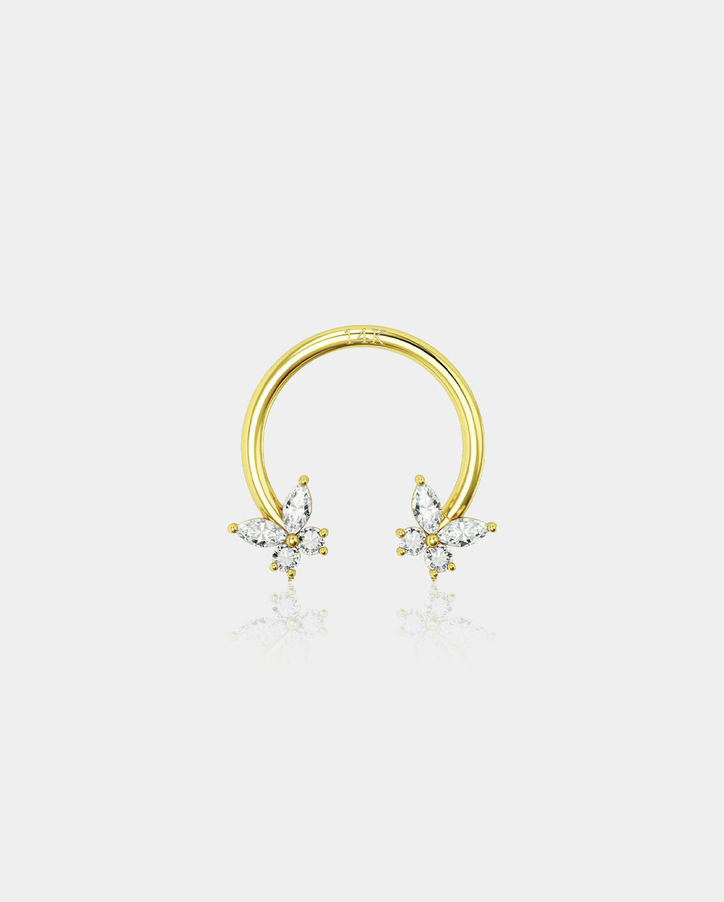 14K Gold CZ Butterfly Horseshoe Septum Ring