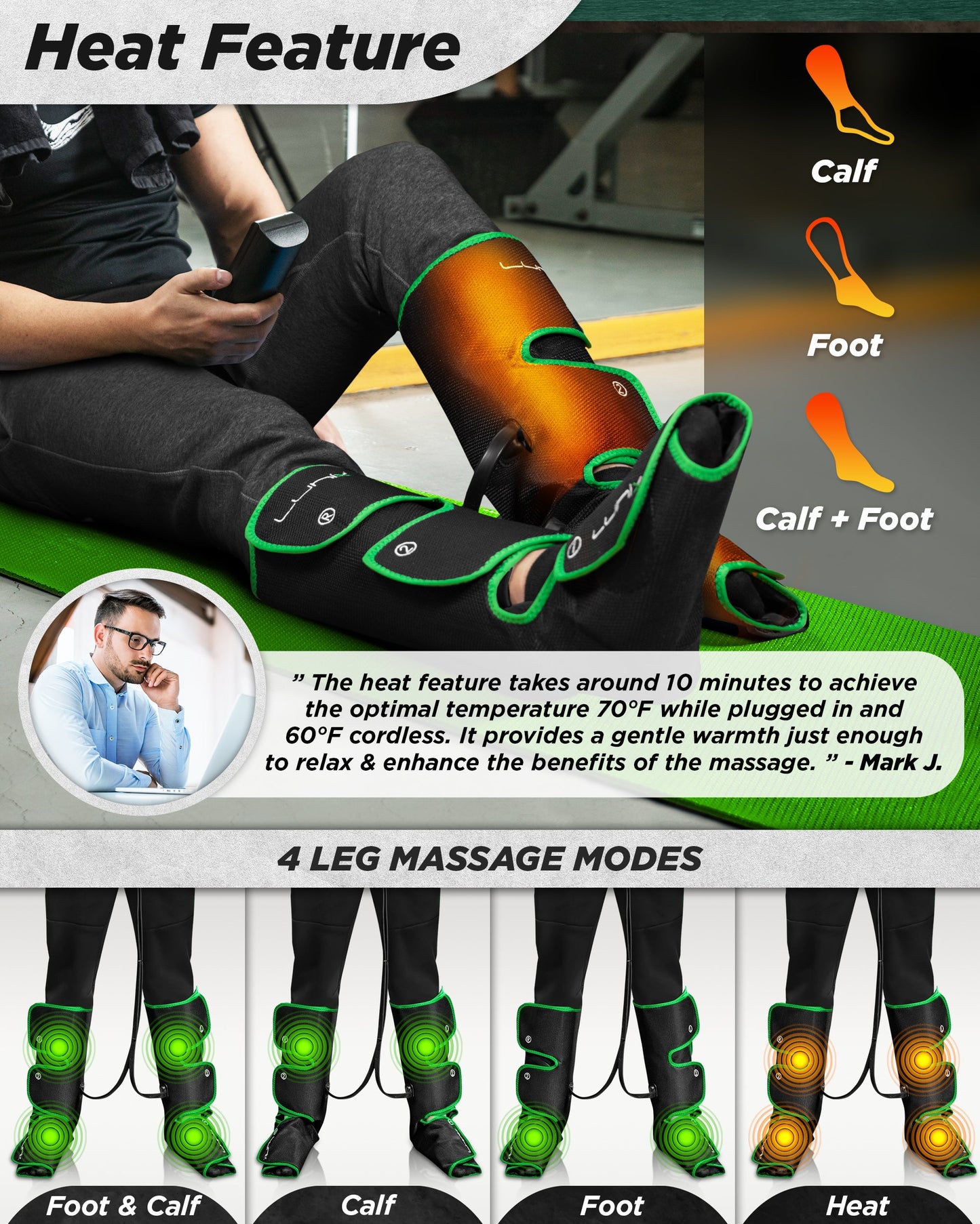 LX1 FOOT AND CALF COMPRESSION MASSAGER GREEN
