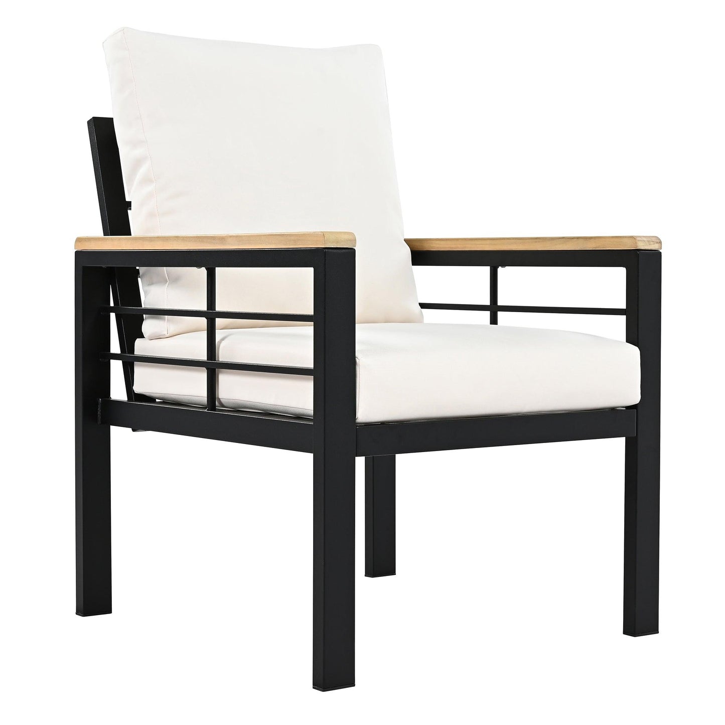 5 Pieces Outdoor Patio Conversation Set with 3-Seat Sofa, Cushions for Backyard, Poolside, Garden