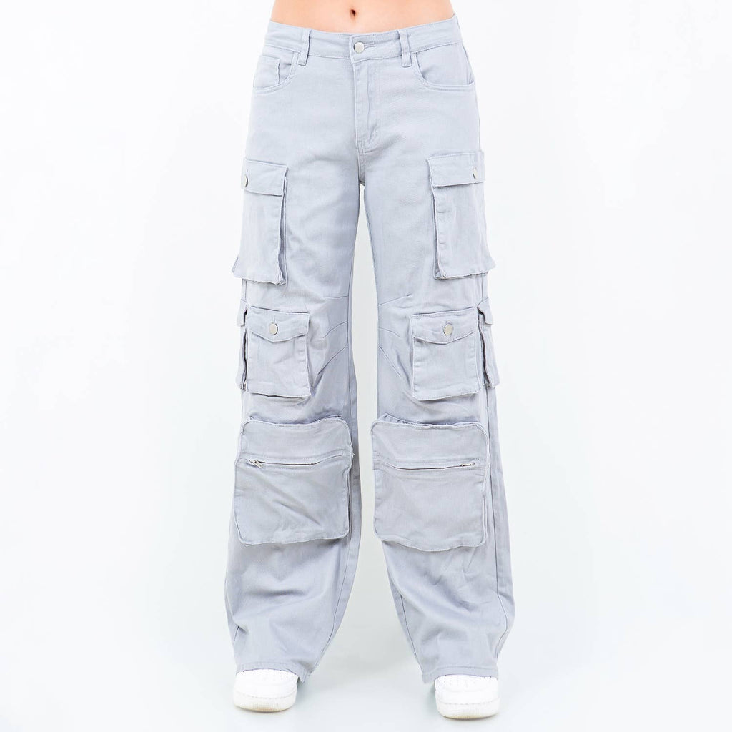 PLUS SIZE HIGH WAIST WIDE LEG POCKET PANTS-RJH30589P