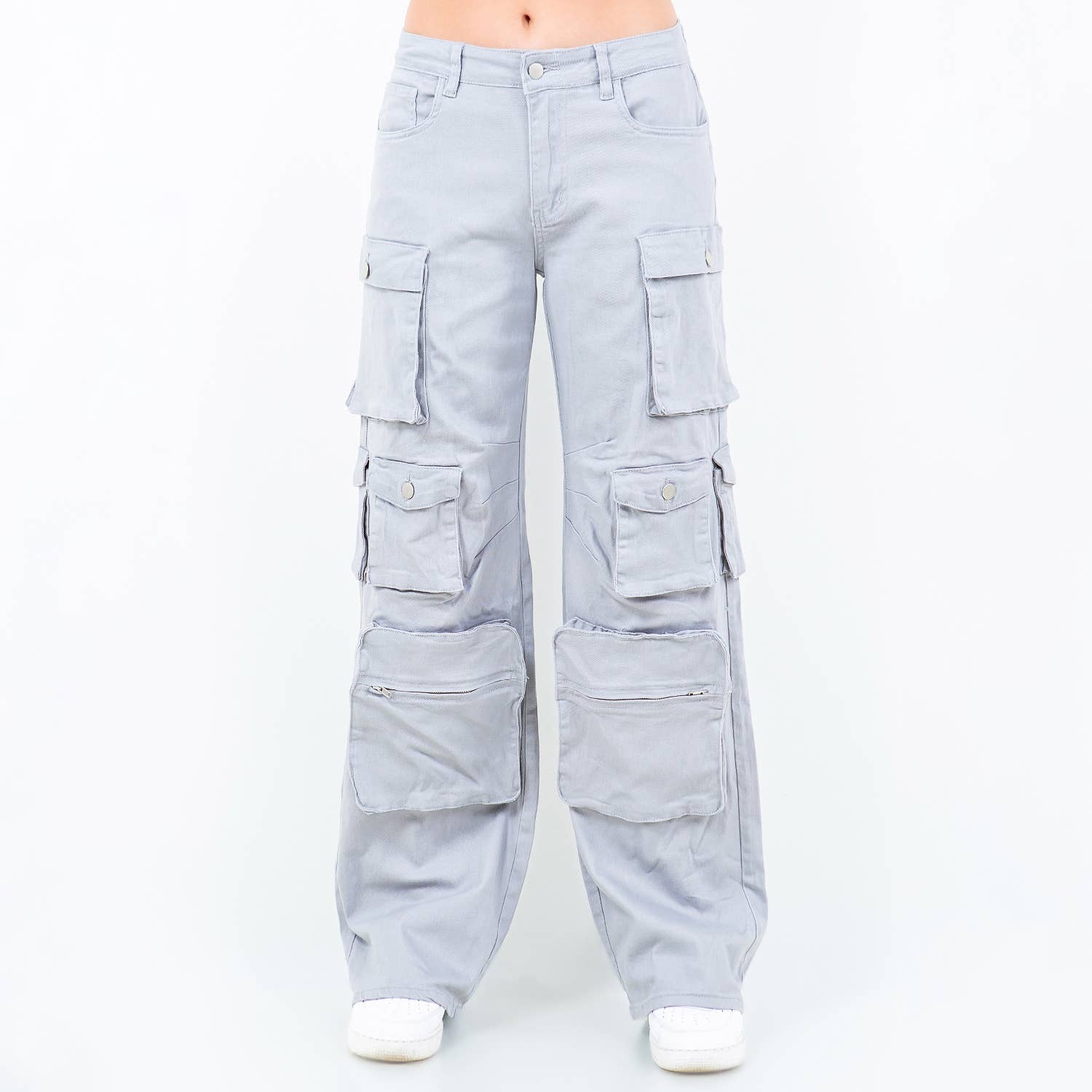PLUS SIZE HIGH WAIST WIDE LEG POCKET PANTS-RJH30589P
