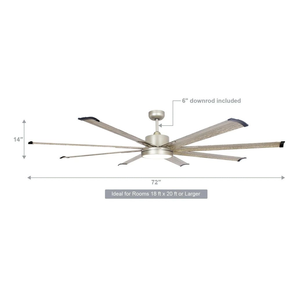 72" Bankston Integrated Led Indoor Nickel Standard Ceiling Fan with Remote Control And Light Kit Included
