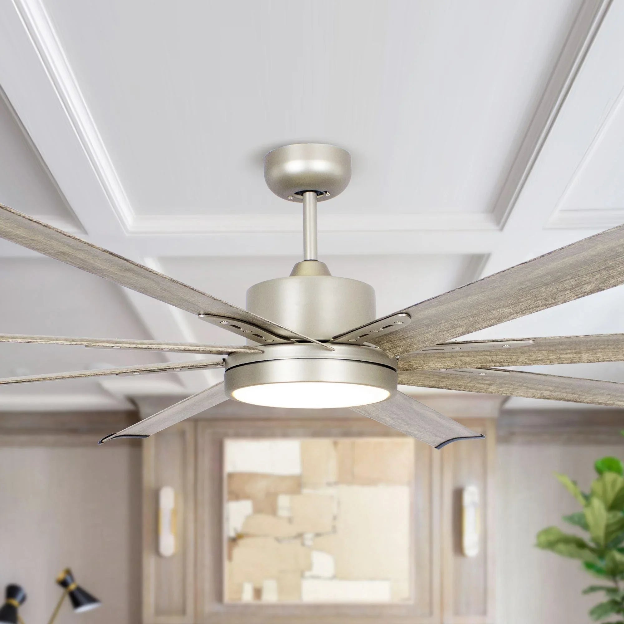 72" Bankston Integrated Led Indoor Nickel Standard Ceiling Fan with Remote Control And Light Kit Included
