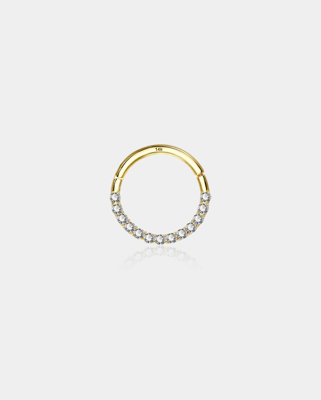 18G 14K Gold Front CZ Segment Septum Ring