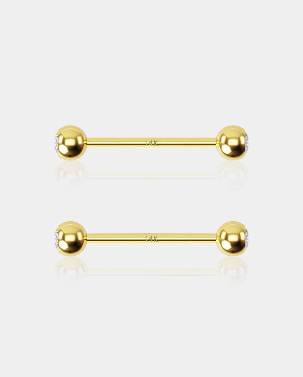 14K Gold CZ Ball Nipple Ring
