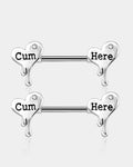 2Pcs Melting Heart and Letter Nipple Rings Pack