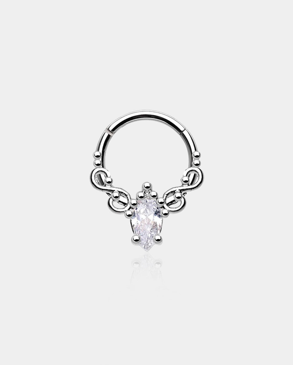 Oval Crystal CZ Segment Septum Ring