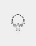 Oval Crystal CZ Segment Septum Ring