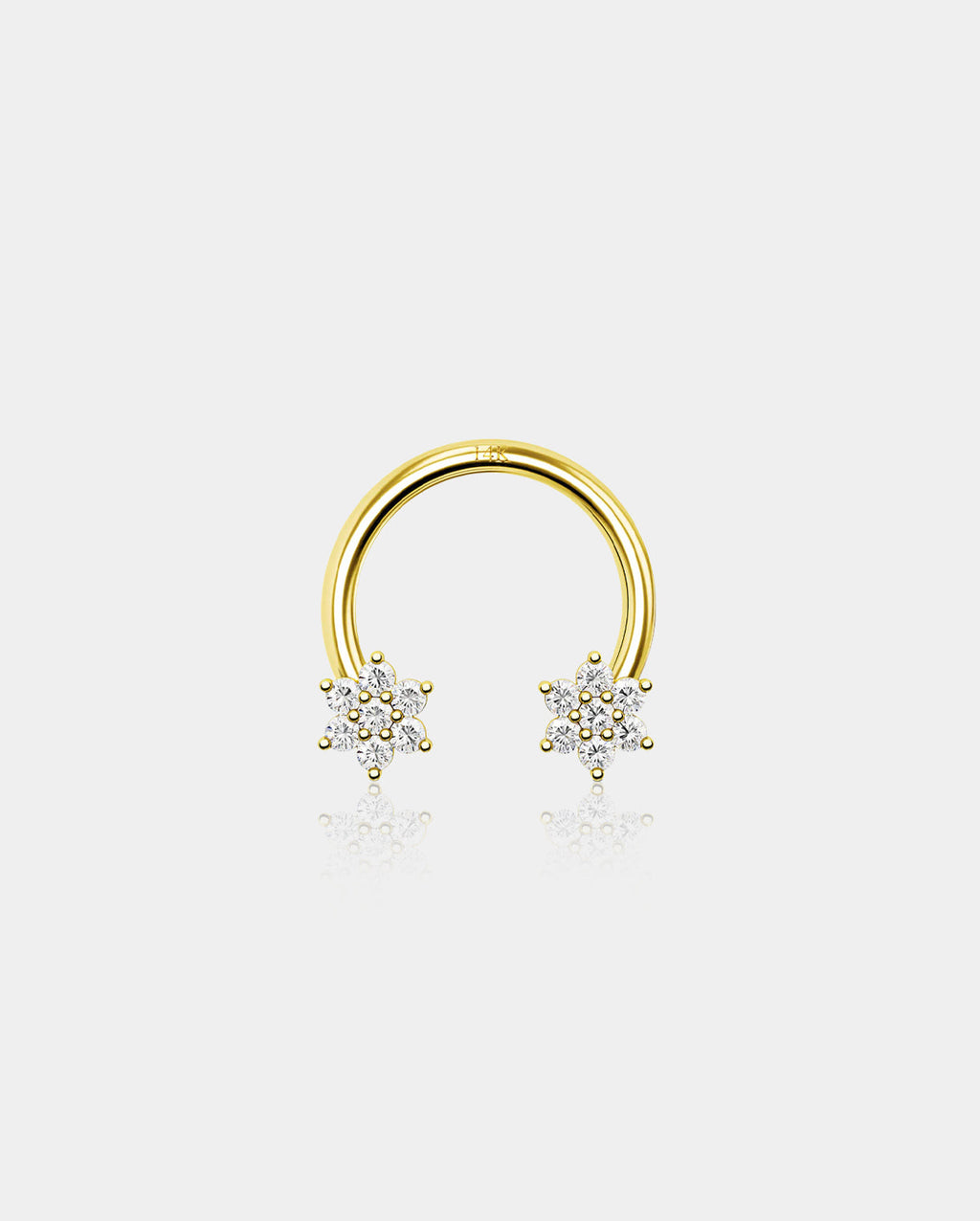 14K Gold Flower Horseshoe Septum Ring