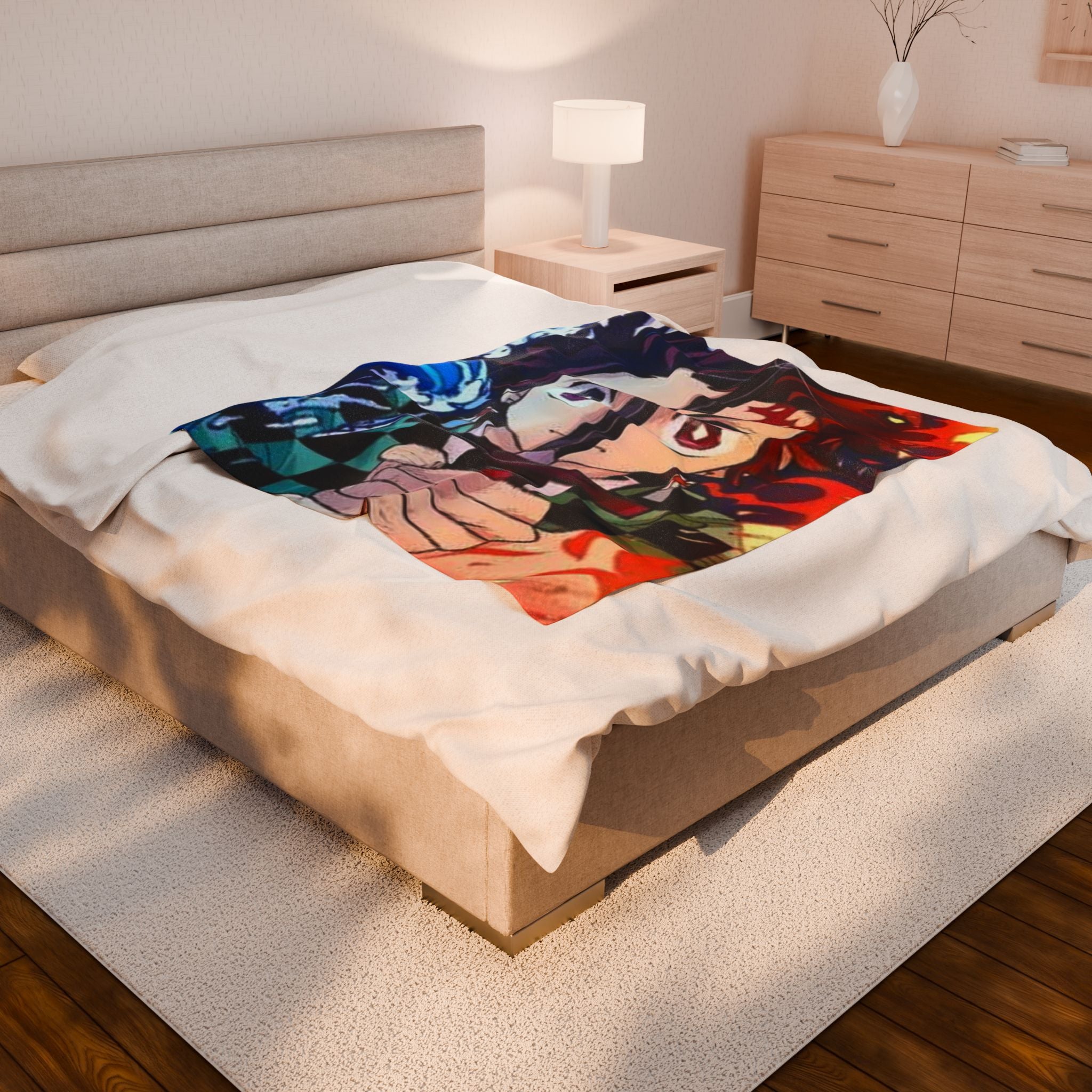 Anime-Inspired Velveteen Plush Blanket - Cozy Decorative Throw for Fans