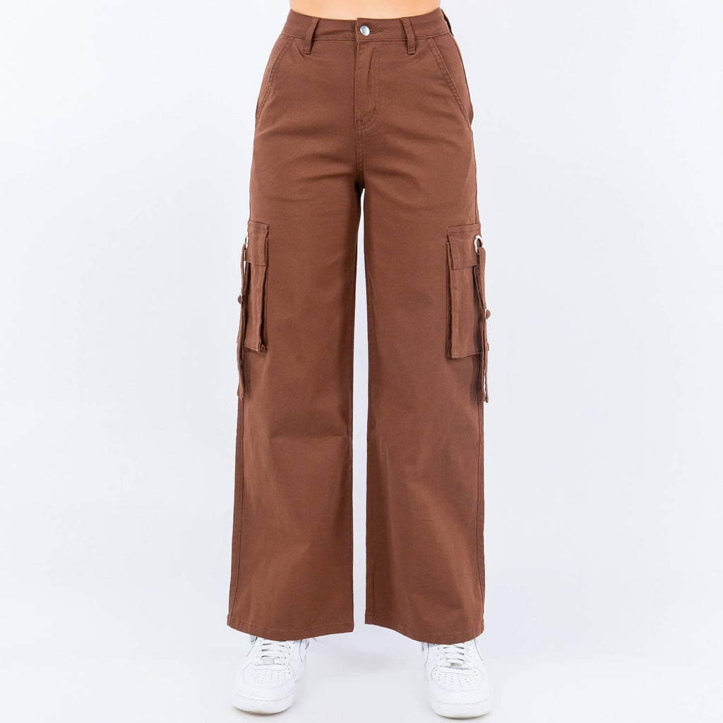 WIDE LEG CARGO POCKET PANTS-RJH20697