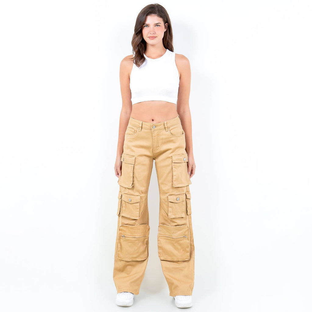 PLUS SIZE HIGH WAIST WIDE LEG POCKET PANTS-RJH30589P