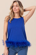 Women's Tank Top Tank Top - French Terry Feather Trim Tie-Back - Soft & Stylish