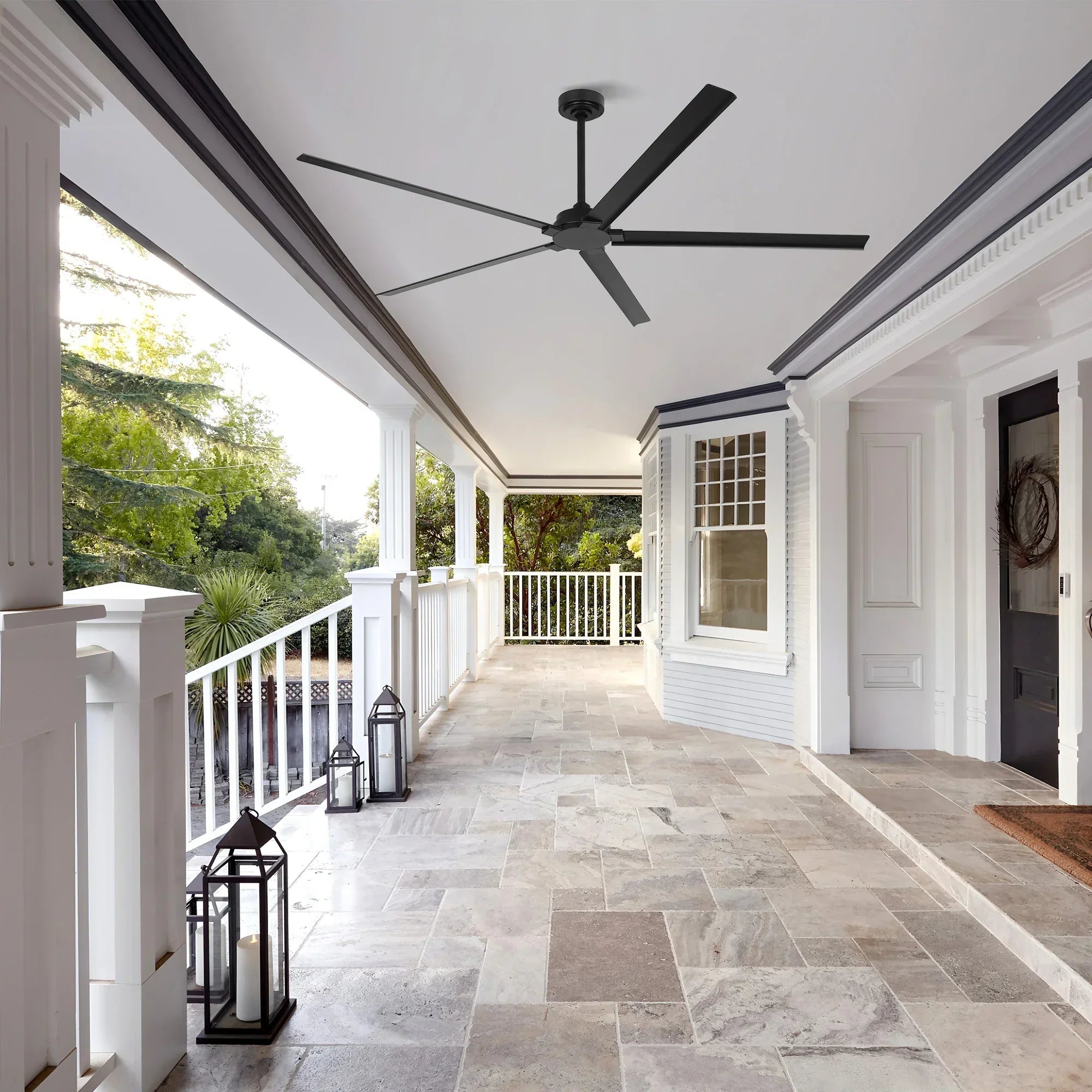 72 Inch 84 Inch Winni IPX4 Outdoor Downrod Mount Ceiling Fan with Remote Control