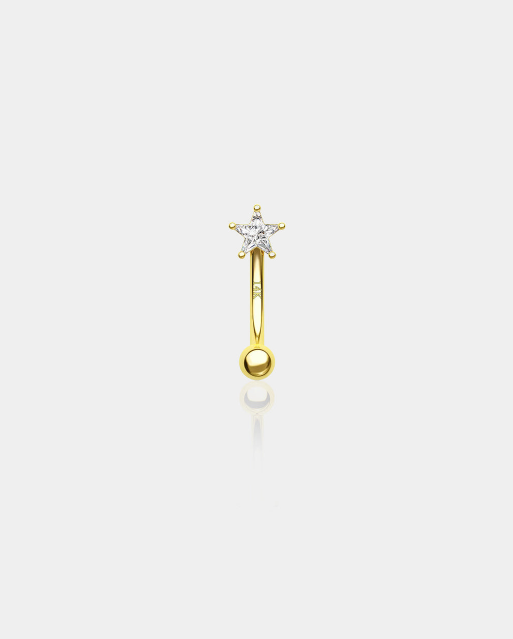 14K Gold Star CZ Eyebrow Earring