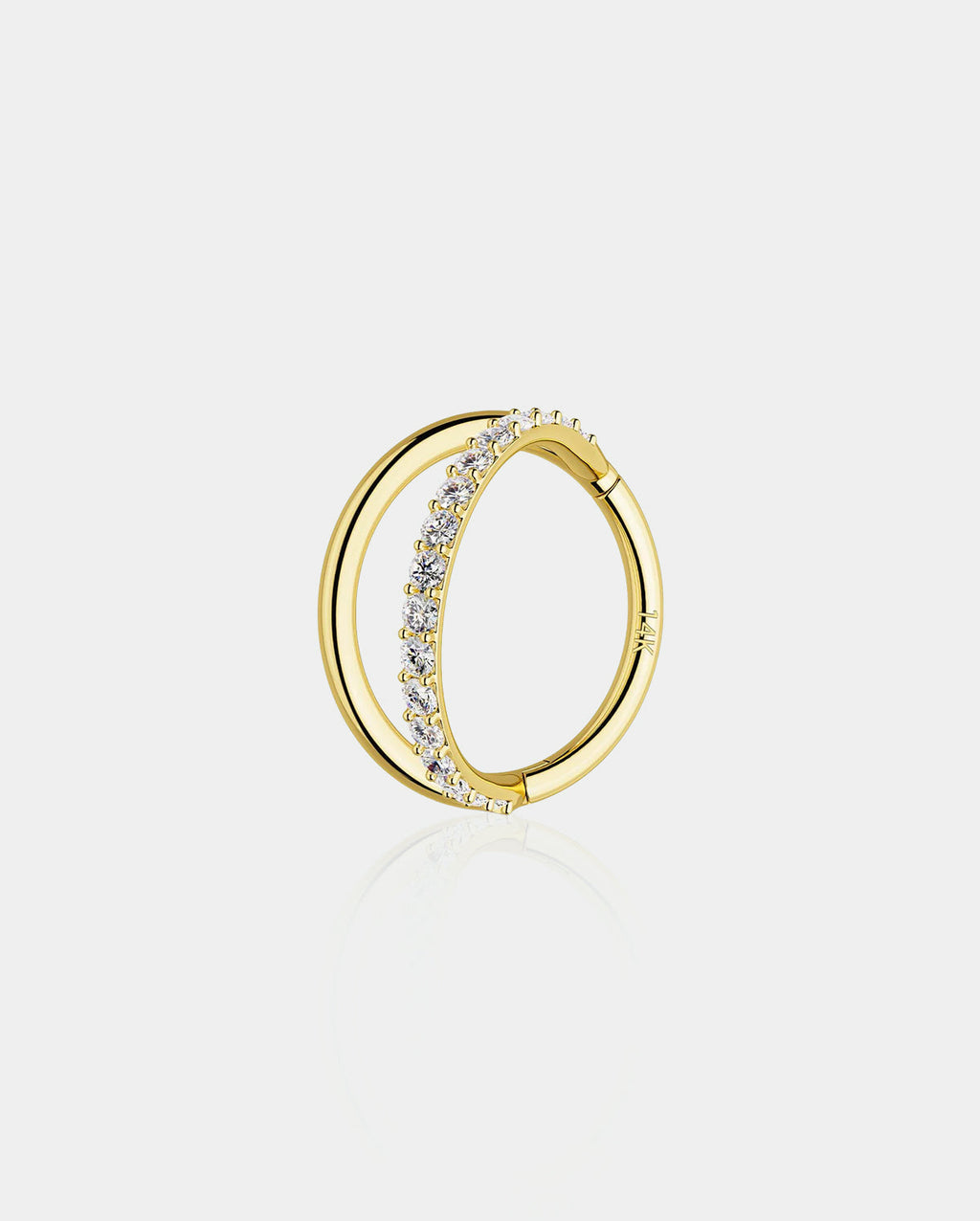 18G 14K Gold Semi-Gem Double Segment Nose Hoop