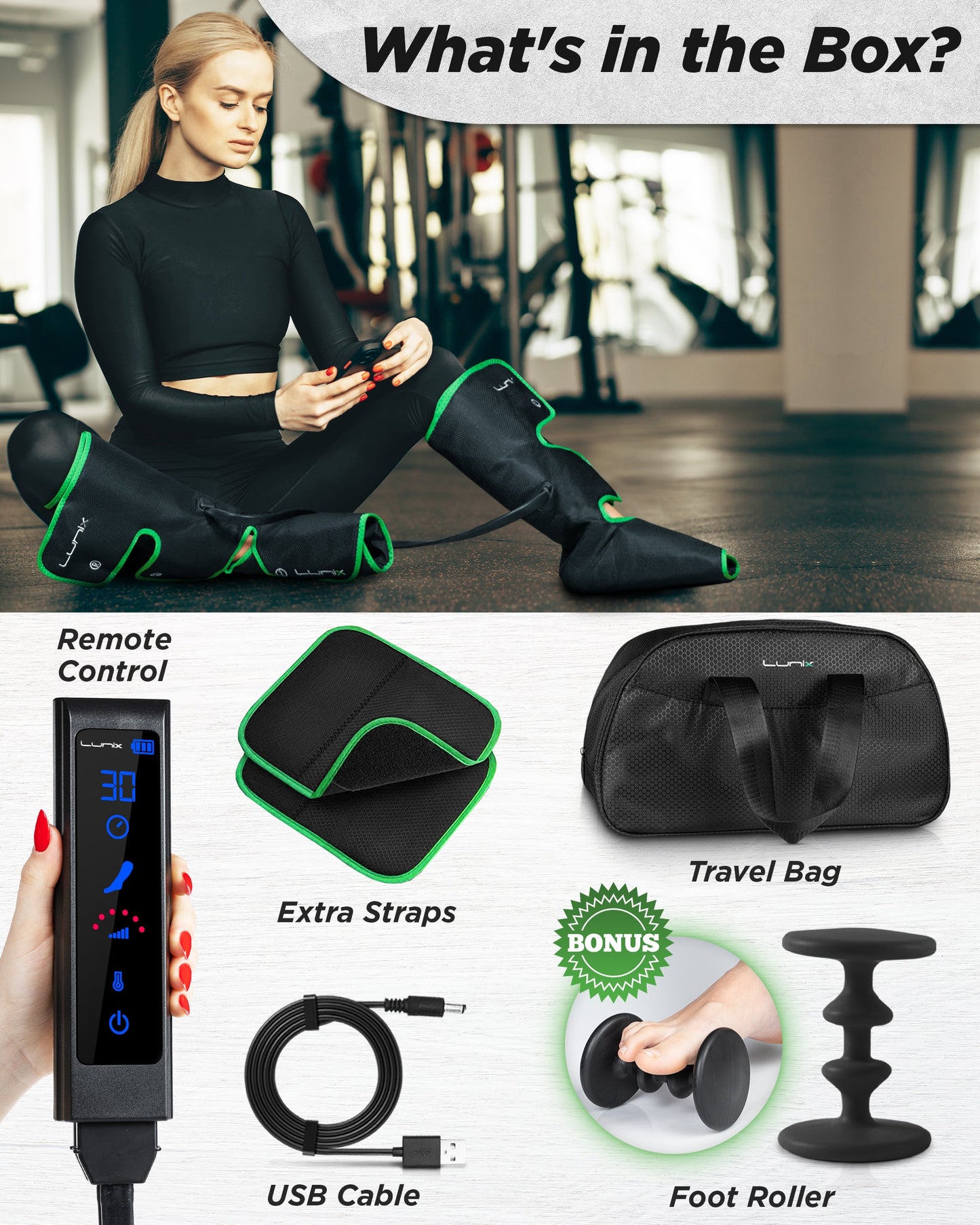 LX1 FOOT AND CALF COMPRESSION MASSAGER GREEN