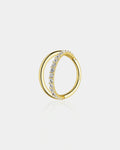 16G 14K Gold Semi-Gem Double Segment Cartilage Hoop