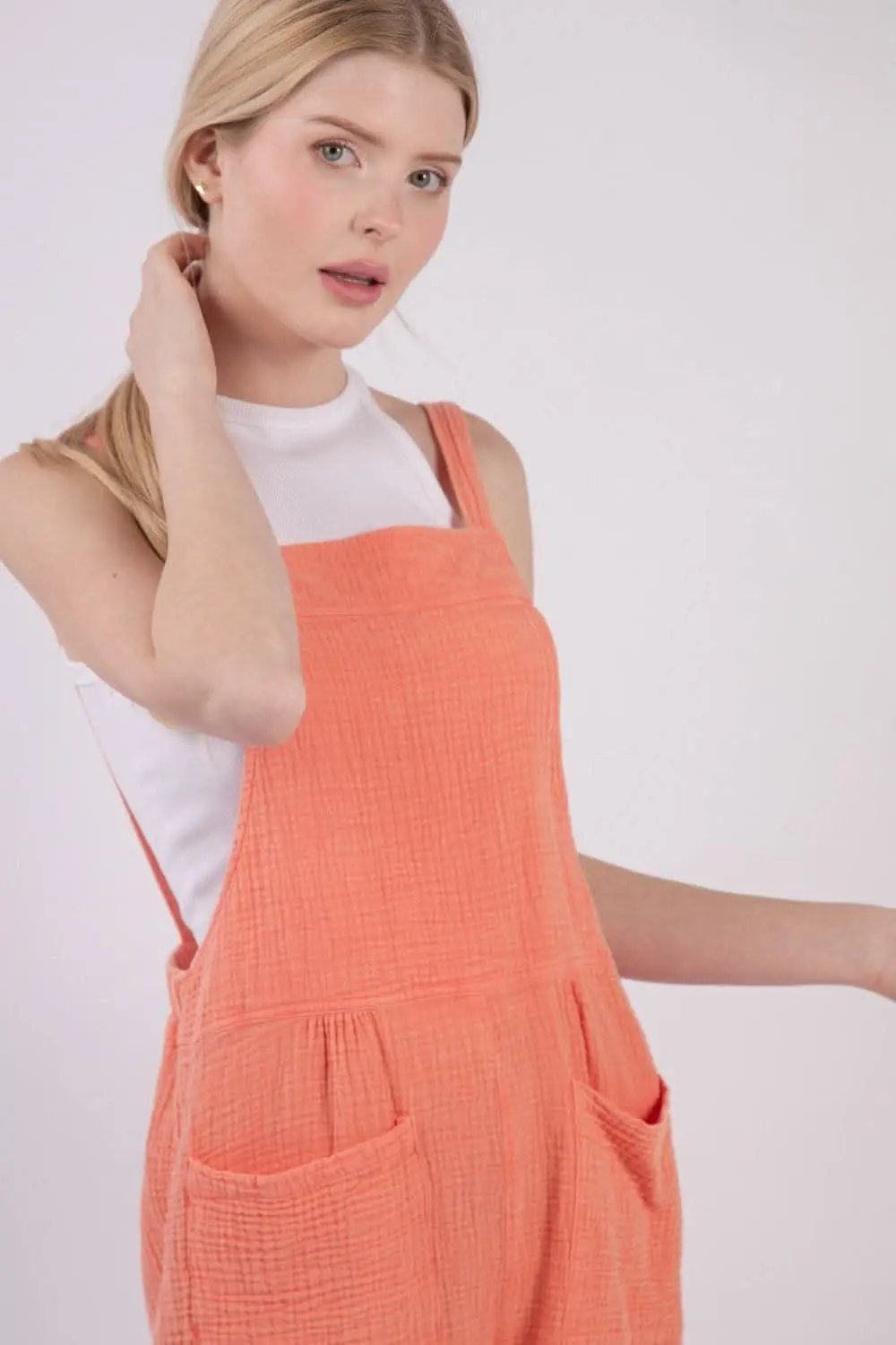Jumpsuits & Rompers Trendsi VERY J Sleeveless Double Gauze Overalls with Pocke