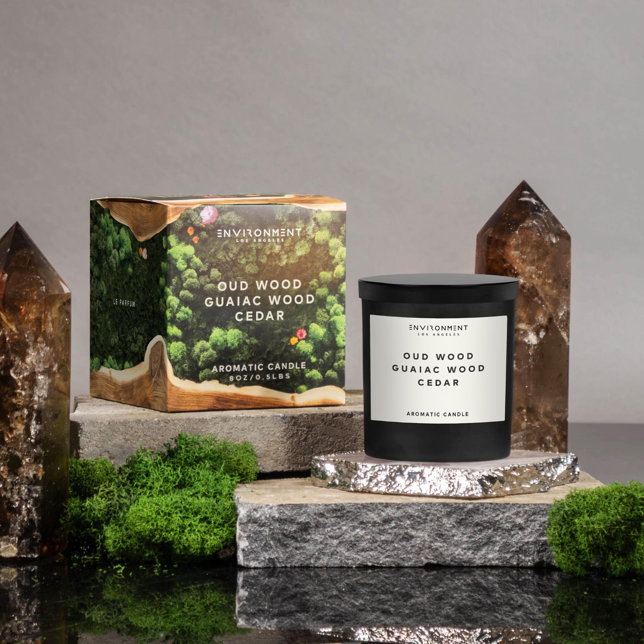 8oz Oud Wood | Guaiac Wood | Cedar Candle with Lid and Box (Inspired by Tom Ford Oud Wood®)
