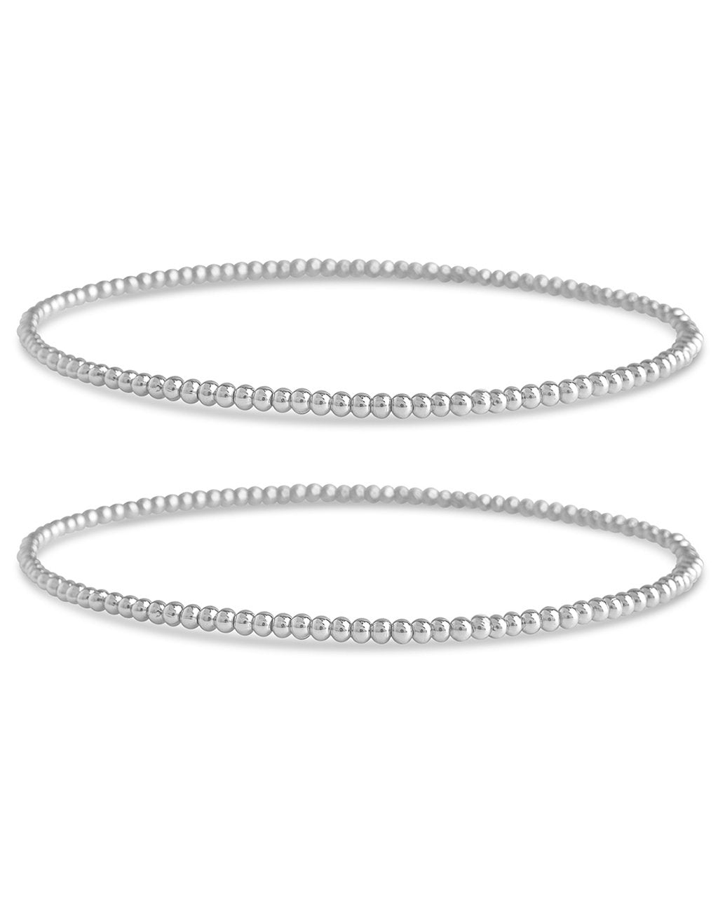 Sterling Silver Beaded Stretch Bracelet Sets