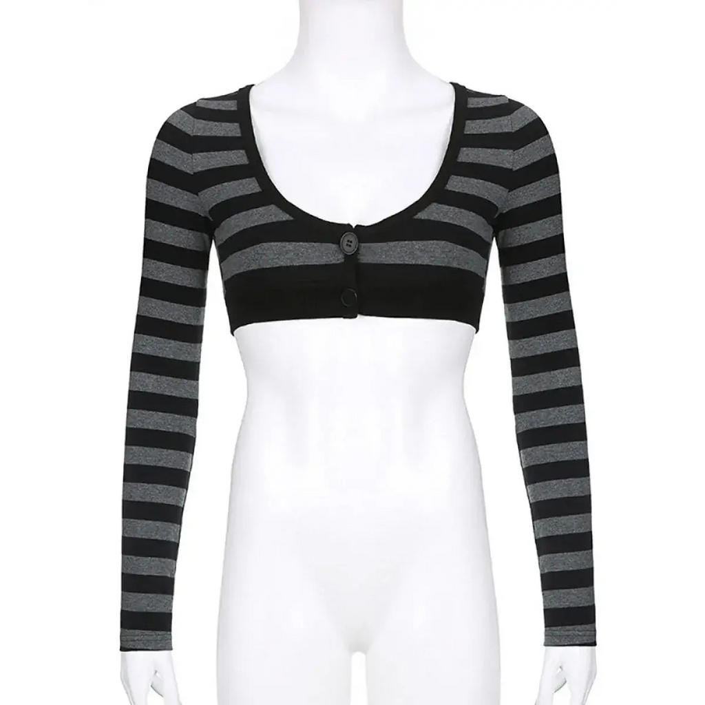 90s Grunge Style Striped Cropped Top