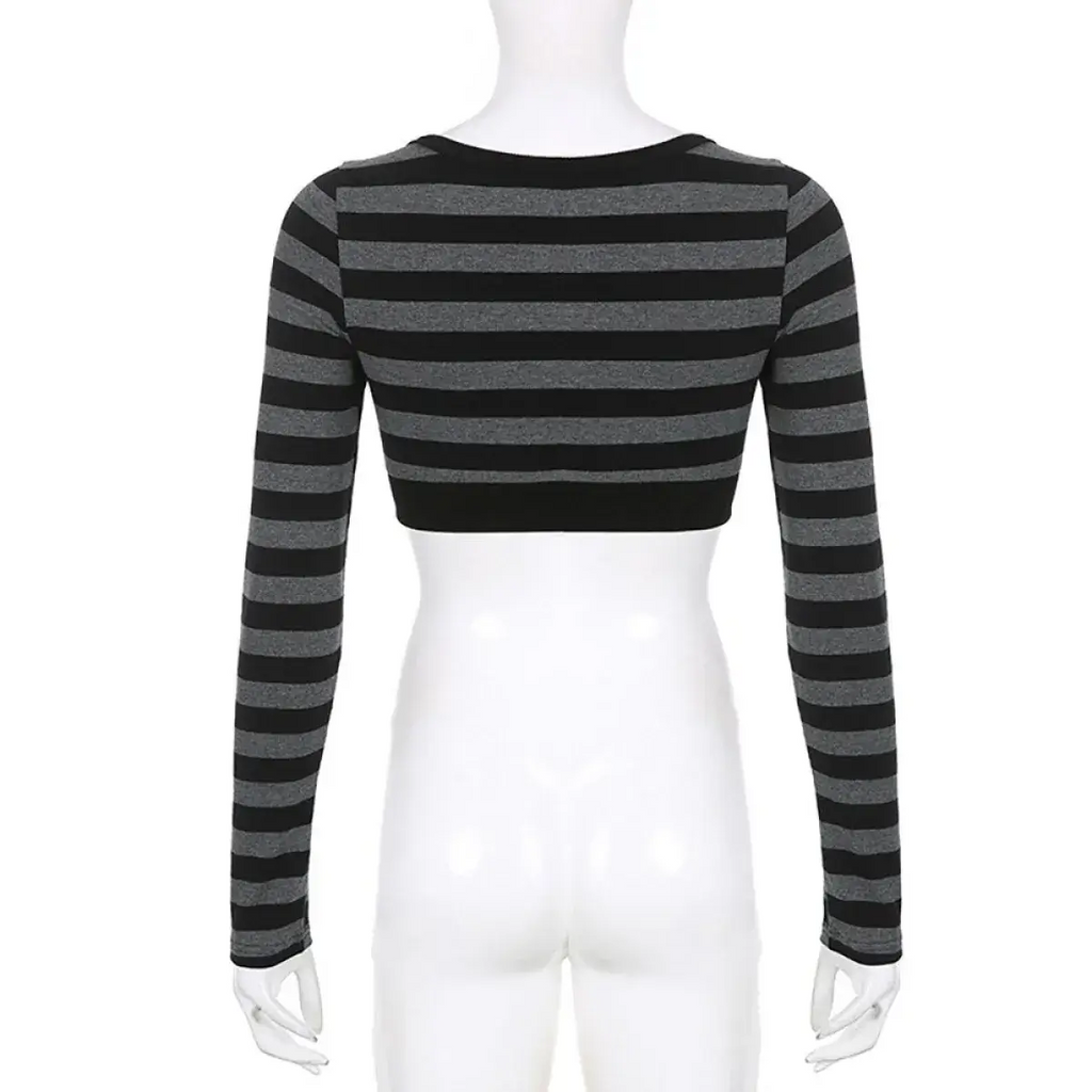 90s Grunge Style Striped Cropped Top